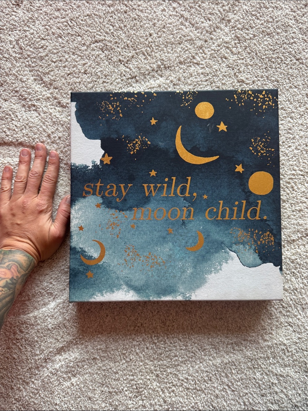 Stay Wild Moon Child Wall Art - Gold & Teal Canvas